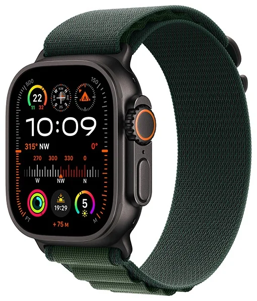 Смарт-часы Apple Watch Ultra 2 2024 GPS + Cellular 49mm Black Titanium Case with Dark Green Alpine Loop L