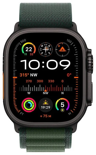 Смарт-часы Apple Watch Ultra 2 2024 GPS + Cellular 49mm Black Titanium Case with Dark Green Alpine Loop L купить,0