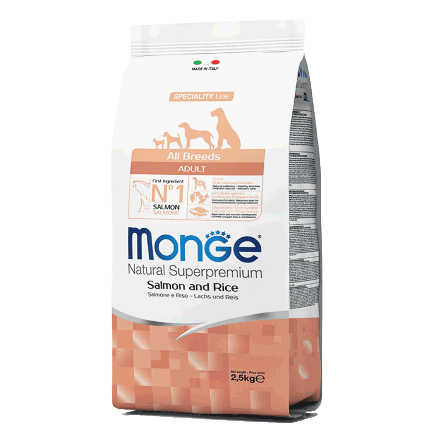 Сухой корм Monge All Breeds Adult с лососем и рисом 2,5кг купить,NaN