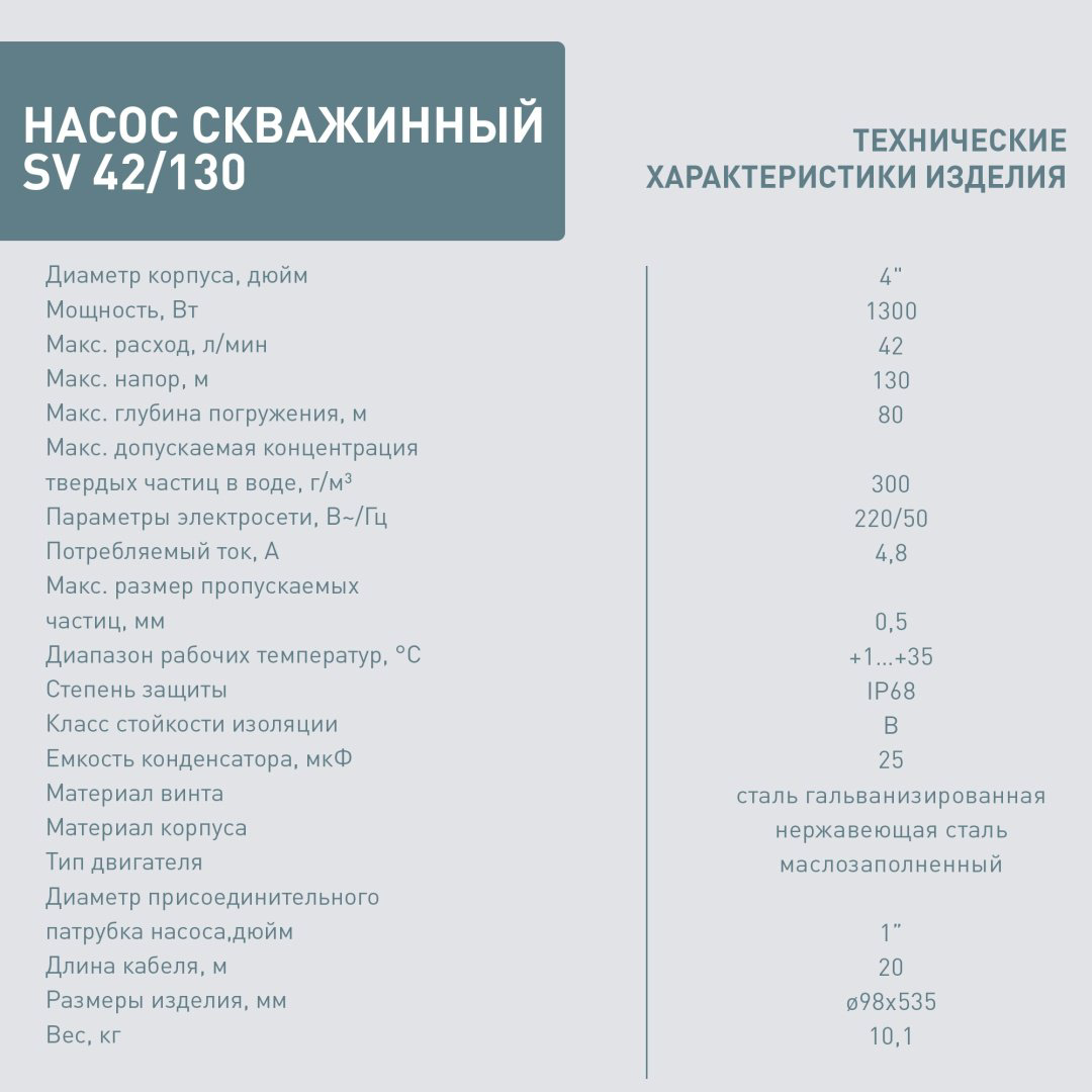 Насос погружной скважинный Oasis SV 42/130 купить,NaN