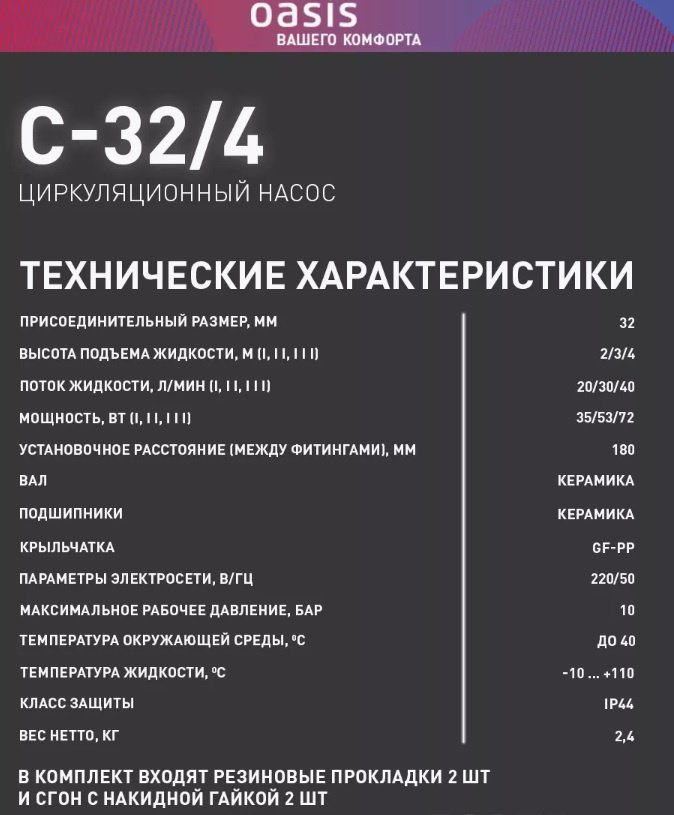 Насос поверхностный циркуляционный Zerten C-32/4