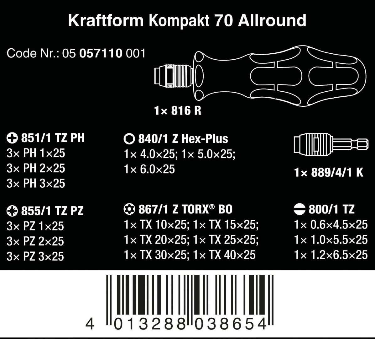 Wera отвертка с насадками WE-057113 набор из 30 купить,NaN