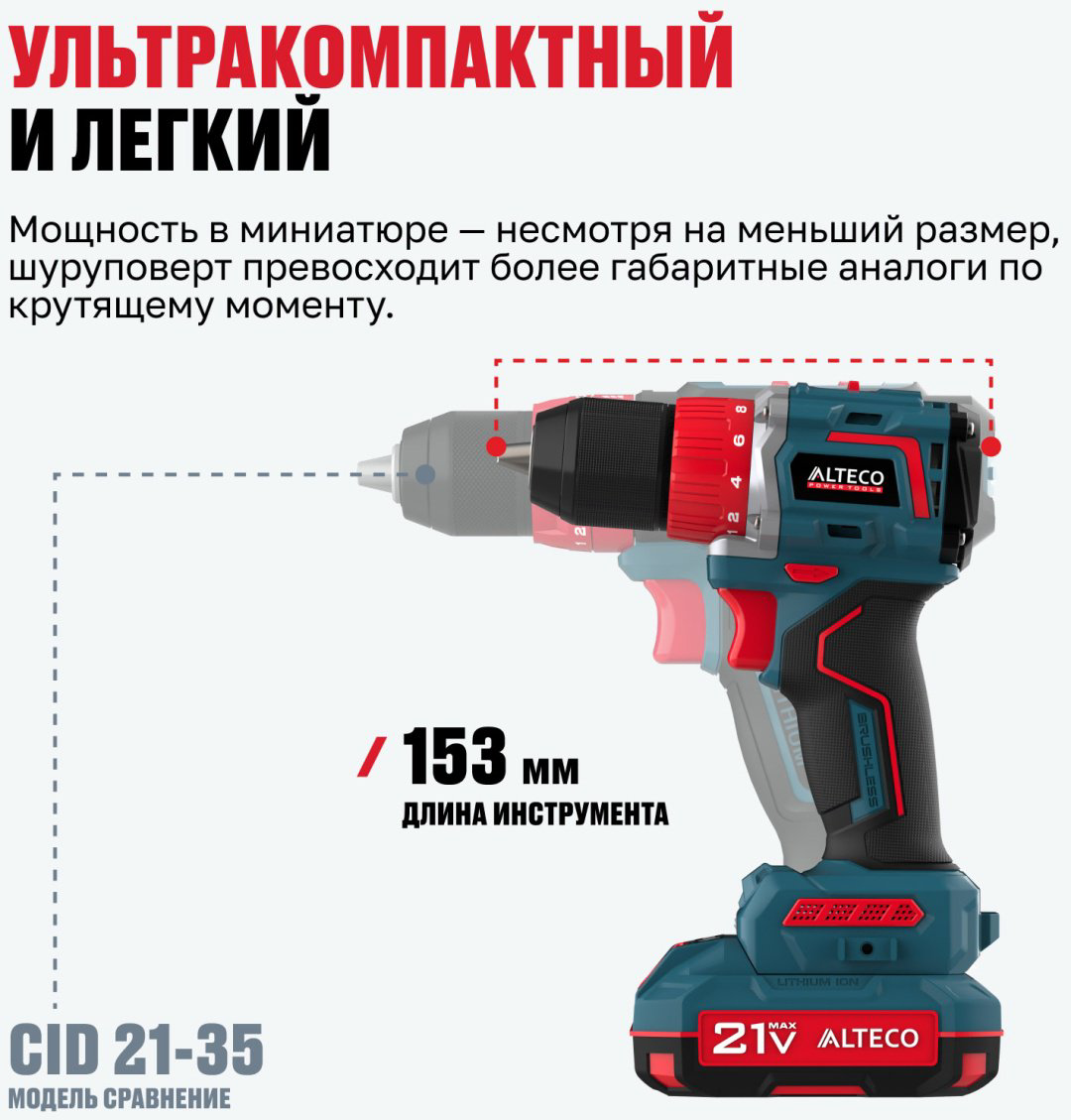 Дрель-шуруповерт Alteco CD 21-60 BL 82042 21 В купить,NaN
