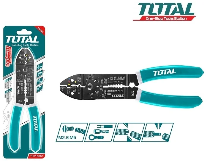 Щипцы для резки и зачистки проводов Total THT15851 215мм