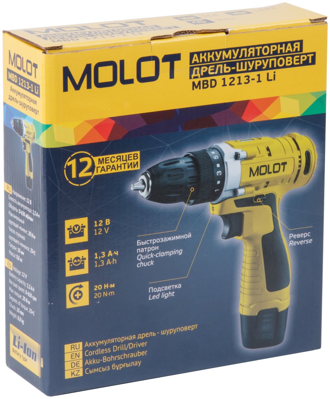 MOLOT дрель-шуруповерт MBD 1213-1 Li (MBD12131Li0029) 12 В купить,0