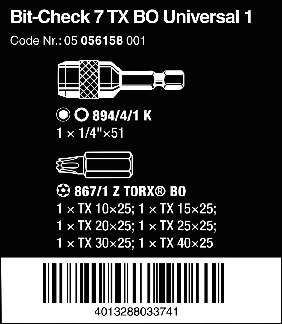 Wera набор бит 05056158001 6 шт купить,0