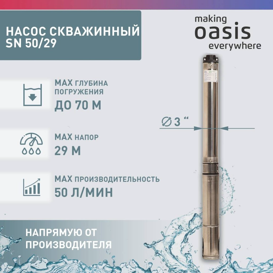Насос погружной скважинный Oasis SN 50/29 купить,NaN