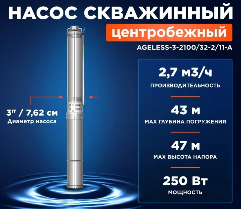 Насос погружной скважинный центробежный A&amp;P Ageless 3-2100/32-2/11-A (AP01A02)