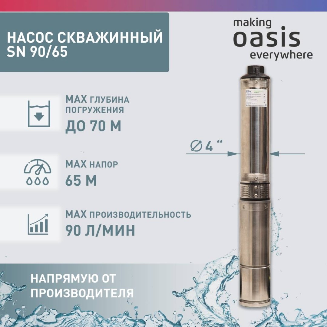 Насос погружной скважинный Oasis SN-90/65