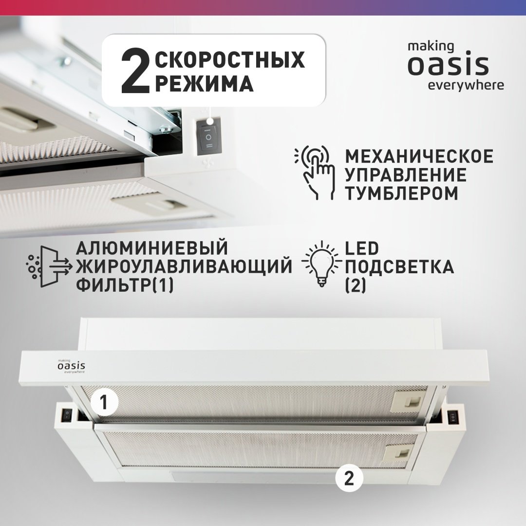 Вытяжка Oasis UV-60WG (F) белый - ForteMarket Вытяжка Oasis UV-60WG (F) белый купить,0