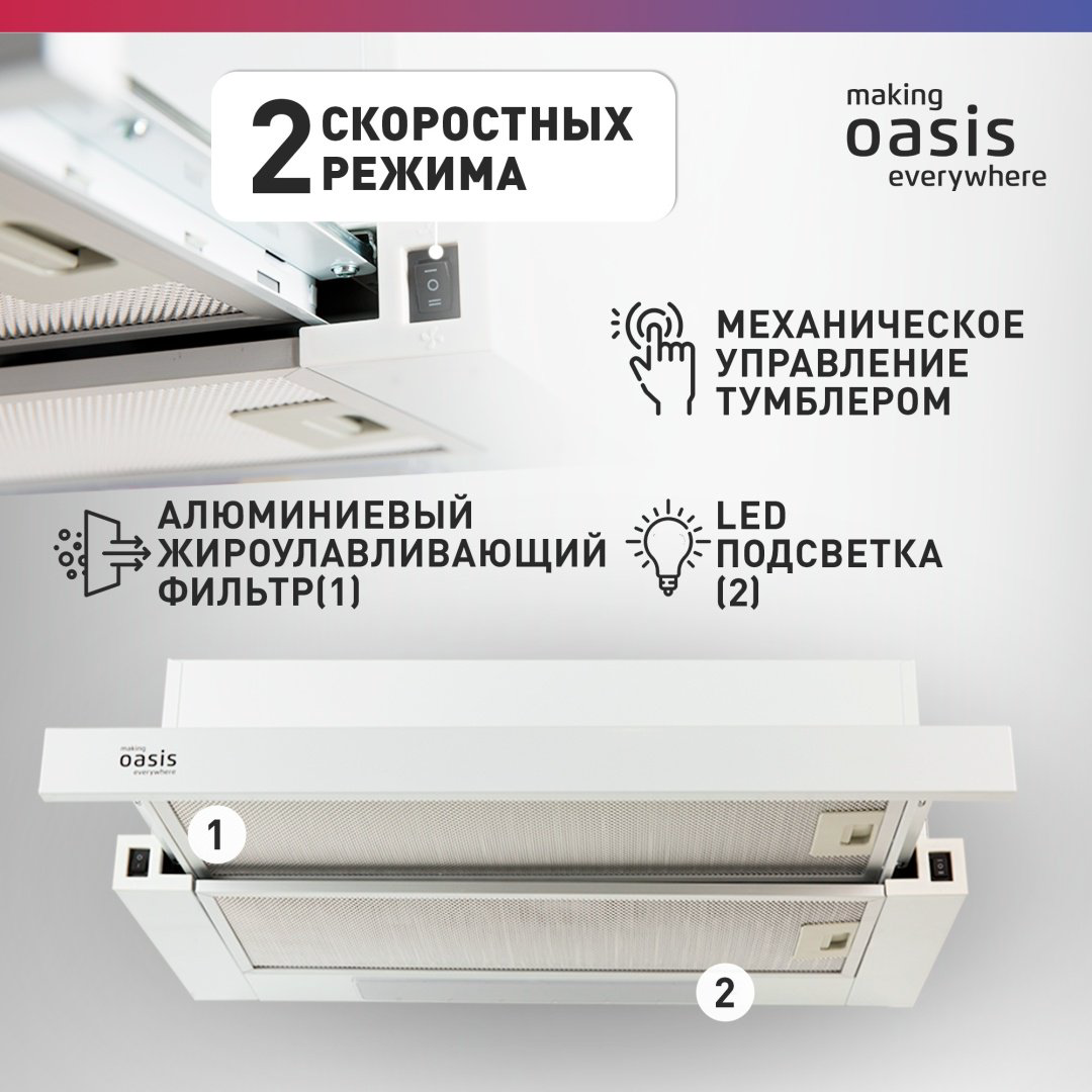 Вытяжка Oasis UV-60WG (F) белый купить,NaN