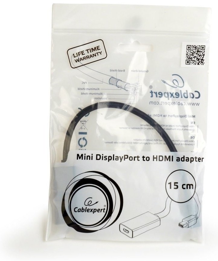Переходник Cablexpert A-mDPM-HDMIF-02 DisplayPort - HDMI 0.15 м купить,NaN