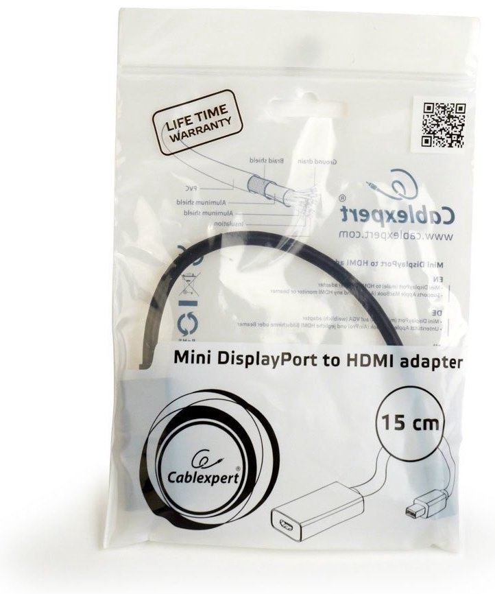 Переходник Cablexpert A-mDPM-HDMIF-02 DisplayPort - HDMI 0.15 м купить,NaN