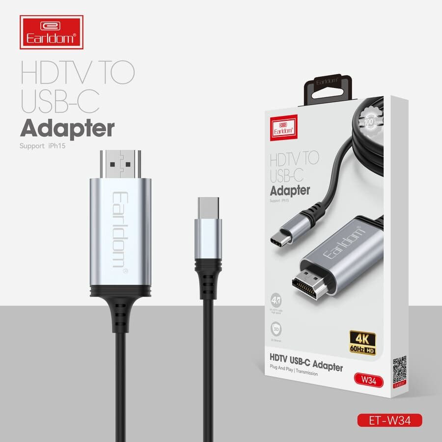 Кабель Earldom USB Type-C - HDMI 2 м купить,NaN