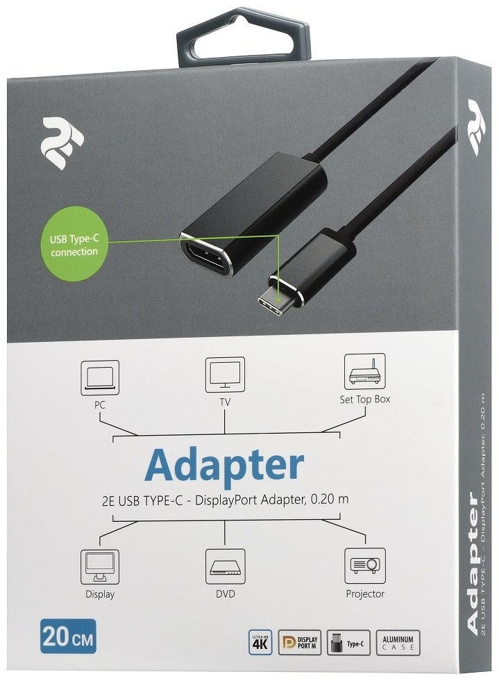 Переходник 2E USB Type-C - DisplayPort 2E-W1404 - ForteMarket Переходник 2E USB Type-C - DisplayPort 2E-W1404 купить,0