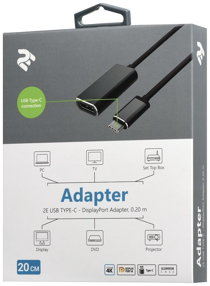 Переходник 2E USB Type-C - DisplayPort 2E-W1404 купить,NaN