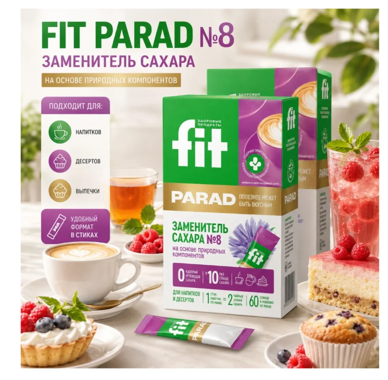 Сахарозаменитель Fit Parad №8 60шт 2 упаковки купить,NaN