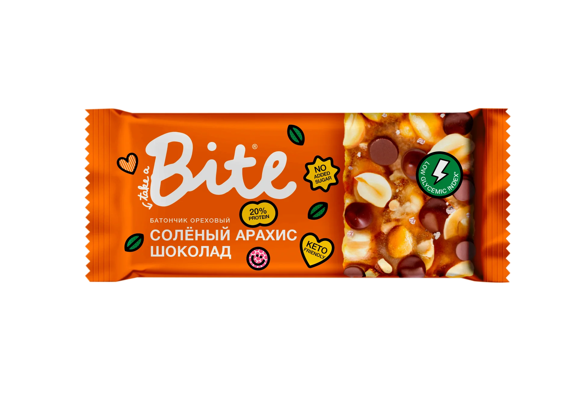 Батончик орехово-фруктовый Bite Bite Low GI солёный арахис-шоколад 30гр купить,NaN