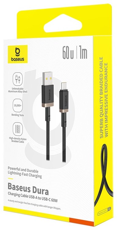 Кабель Baseus USB TypeC (M), USB Type-A (M), 1 м, черный купить,0