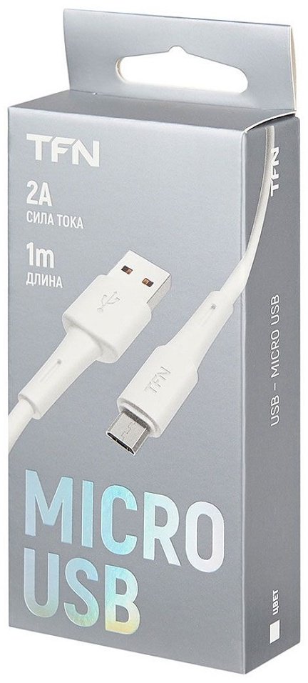 Кабель TFN USB 2.0 (M), micro-USB 2.0 (F), 1 м, белый