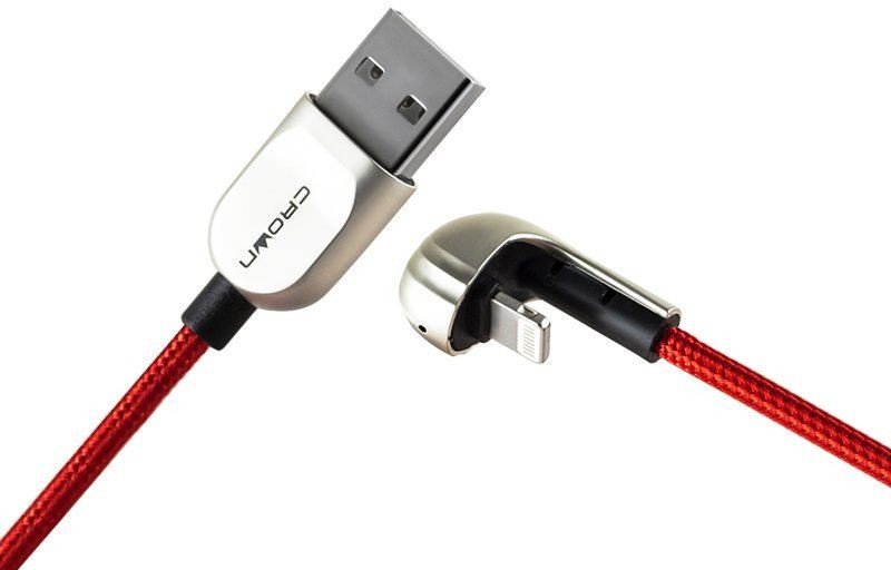 Переходник CROWN USB 2.0 (M), Lightning, 1 м, красный