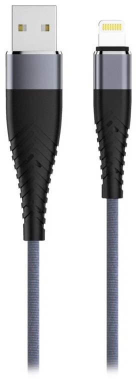 Кабель OLMIO USB 2.0 (M), Lightning (M), 1.2 м, серый