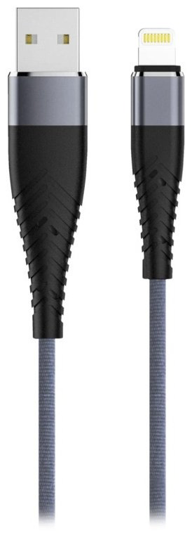 Кабель OLMIO USB 2.0 (M), Lightning (M), 1.2 м, серый