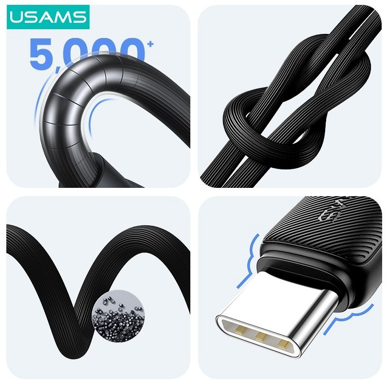 Кабель Usams USB 3.0 (M), USB TypeC (M), 2 м, черный купить,NaN