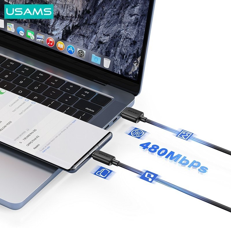 Кабель Usams USB 3.0 (M), USB TypeC (M), 2 м, черный купить,0
