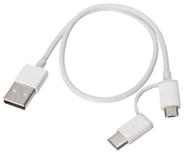 Кабель Xiaomi USB 2.0 (F), USB TypeC (M), micro-USB 2.0 (M), 0.3 м, белый
