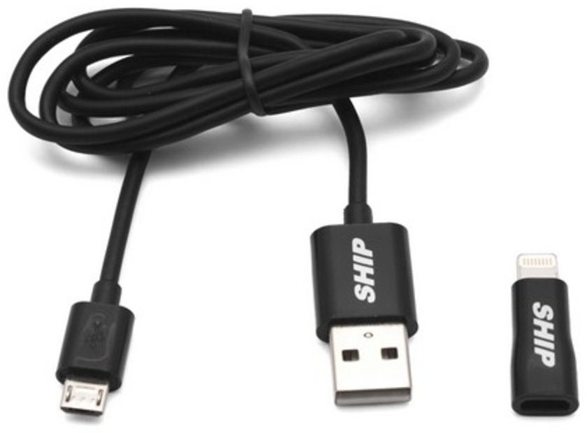 Кабель SHIP USB 2.0 (M), micro-USB 2.0 (M), Lightning (M), 1 м, черный купить,NaN