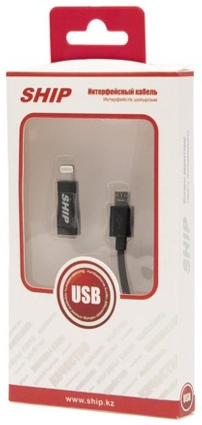 Кабель SHIP USB 2.0 (M), micro-USB 2.0 (M), Lightning (M), 1 м, черный купить,NaN