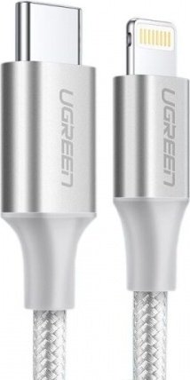 Кабель Ugreen USB TypeC (M), Lightning (M), , серебристый купить,10780