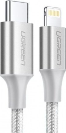 Кабель Ugreen USB TypeC (M), Lightning (M), , серебристый купить,10780