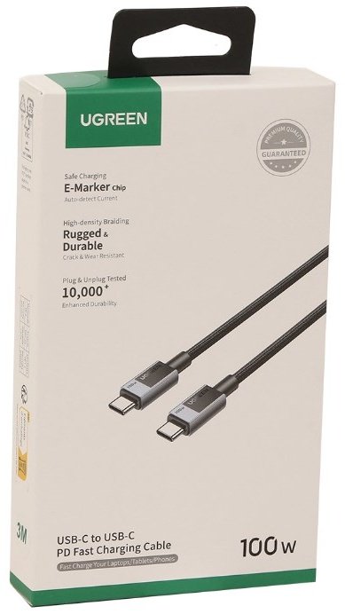 Кабель Ugreen USB TypeC (F), 3 м, серый купить,0
