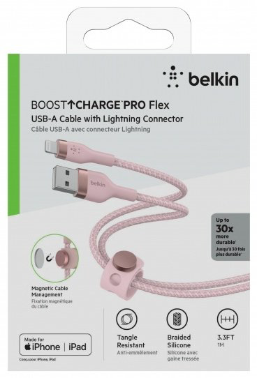 Кабель Belkin USB Type-A (M), Lightning, , розовый купить,NaN