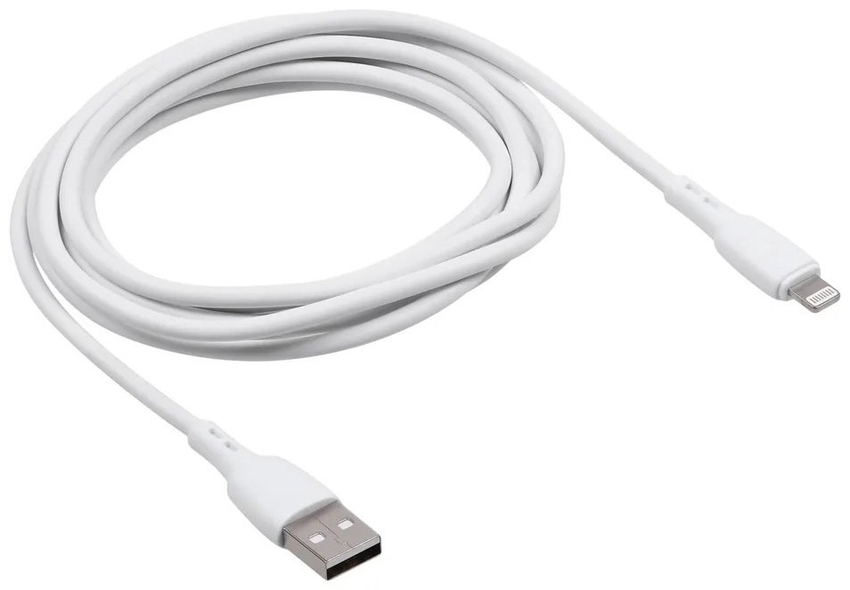 Кабель Carmega USB 2.0 (M), Lightning, 2 м, белый купить,NaN