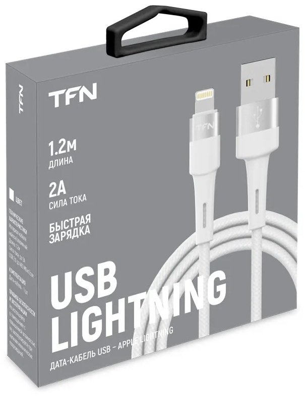 Кабель TFN USB 2.0 (M), Lightning (M), 1.2 м, белый купить,NaN