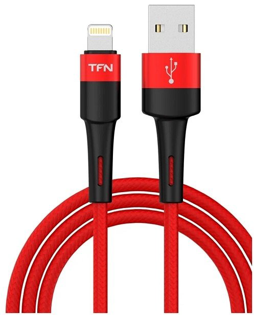 Кабель TFN USB 2.0 (M), Lightning (M), 1.2 м, красный купить,NaN