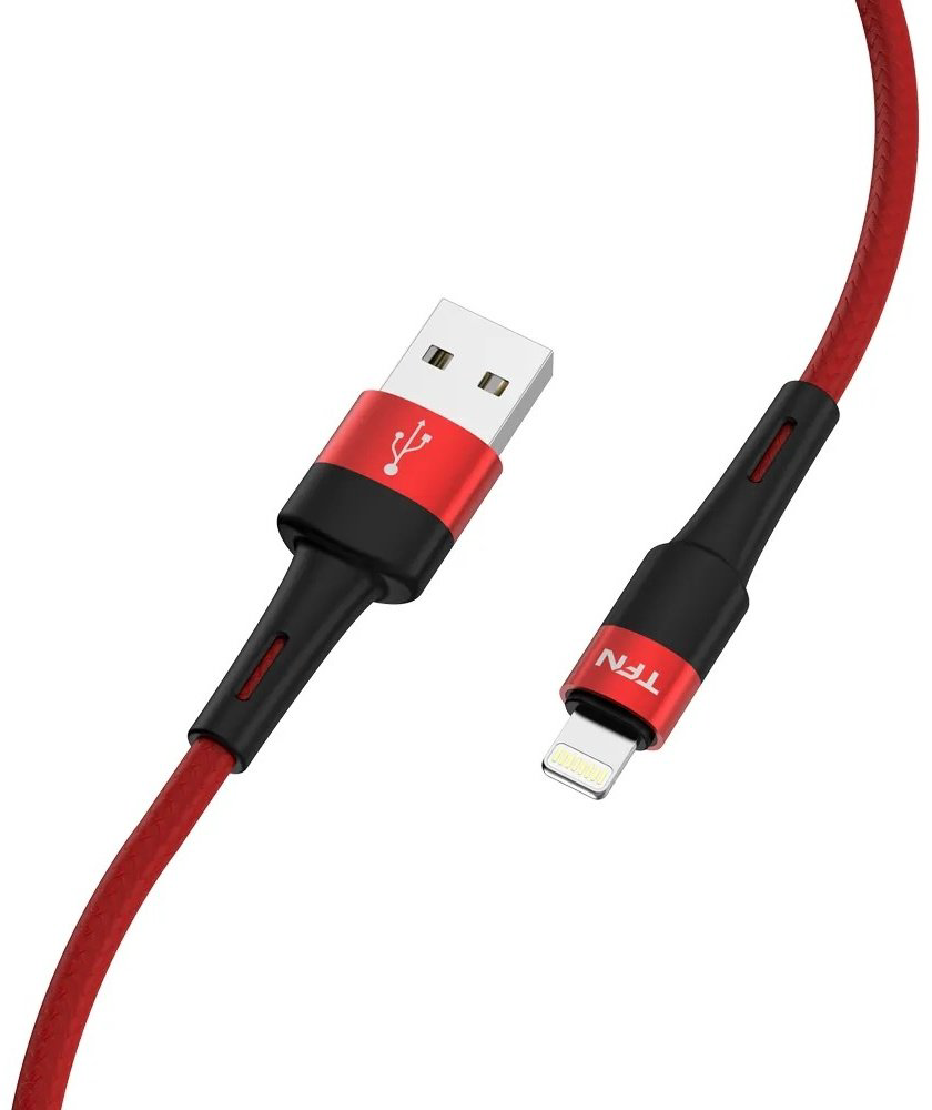 Кабель TFN USB 2.0 (M), Lightning (M), 1.2 м, красный купить,NaN