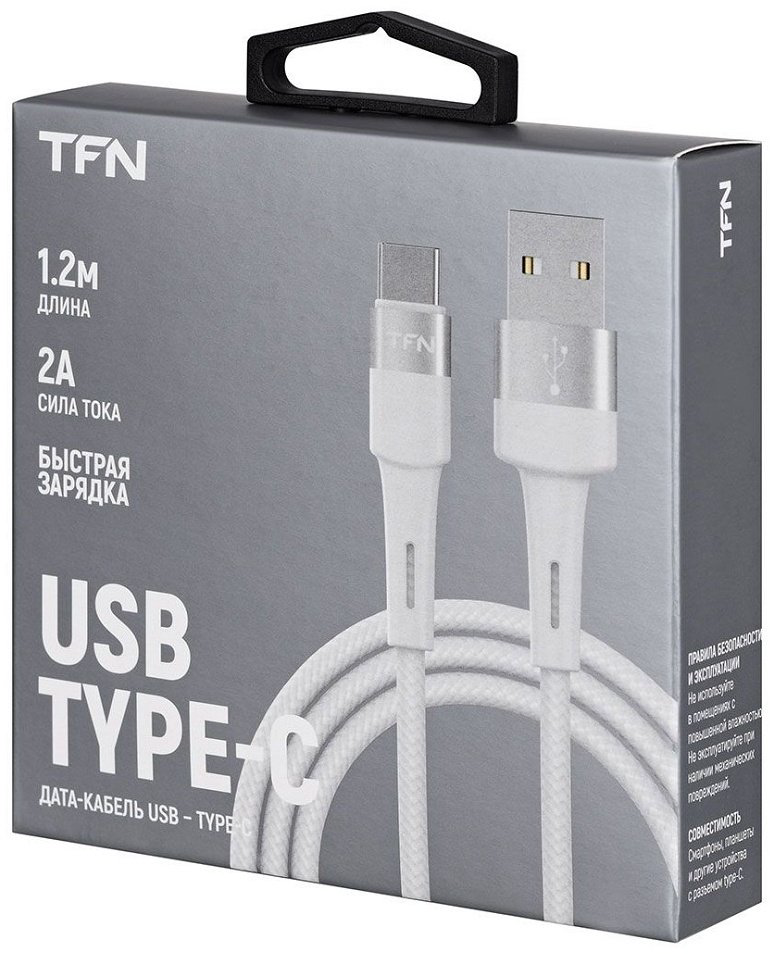 Кабель TFN USB 2.0 (M), USB TypeC (M), 1.2 м, белый купить,NaN