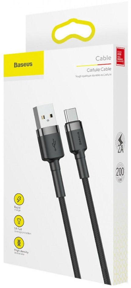 Кабель Baseus USB 2.0 (M), USB TypeC (M), 2 м, черный купить,NaN