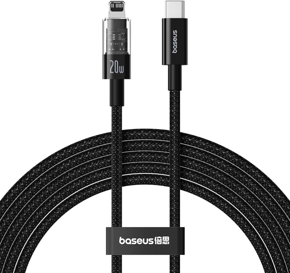 Кабель Baseus USB TypeC (M), Lightning (M), 2 м, черный