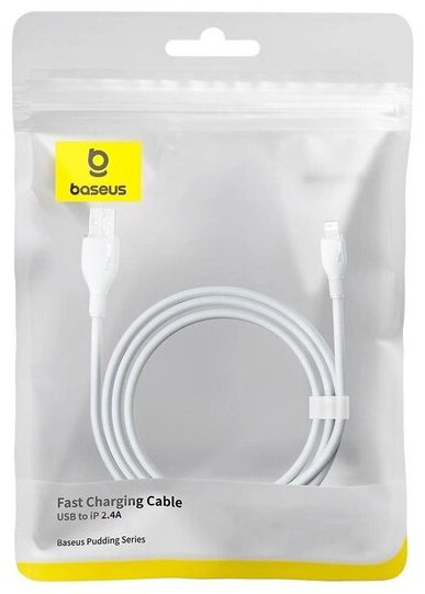 Кабель Baseus USB 2.0 (M), Lightning (M), 2 м, белый купить,NaN