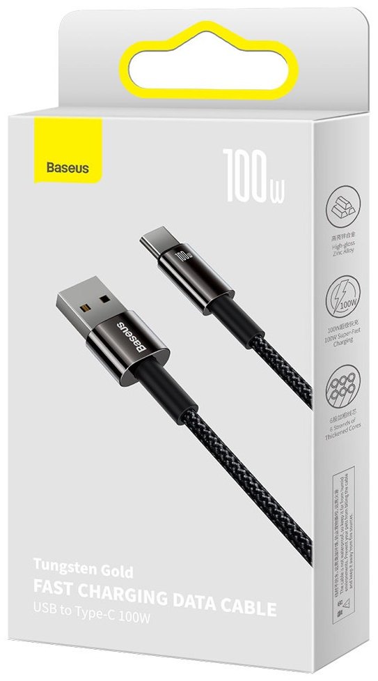 Кабель Baseus USB 3.0 (M), USB TypeC (M), 2 м, черный - ForteMarket Кабель Baseus USB 3.0 (M), USB TypeC (M), 2 м, черный купить,0