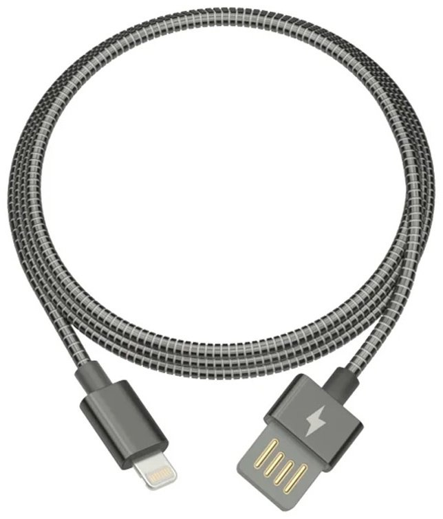 Кабель Ritmix USB 2.0 (M), Lightning (F), 1 м, серый