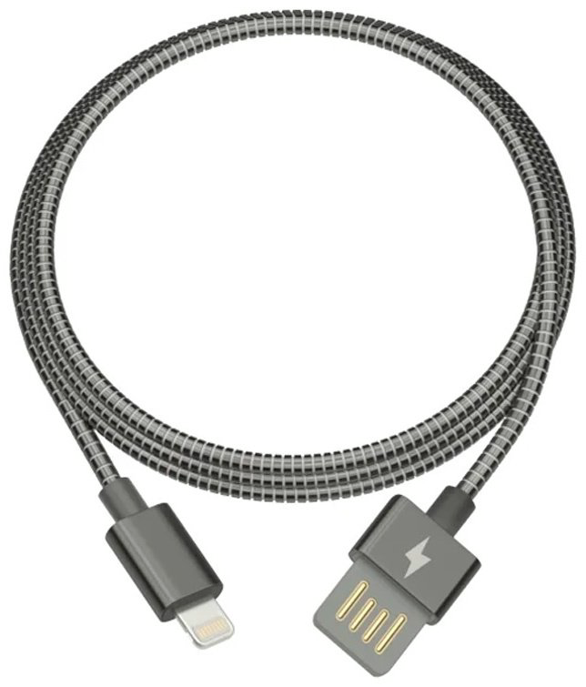 Кабель Ritmix USB 2.0 (M), Lightning (F), 1 м, серый