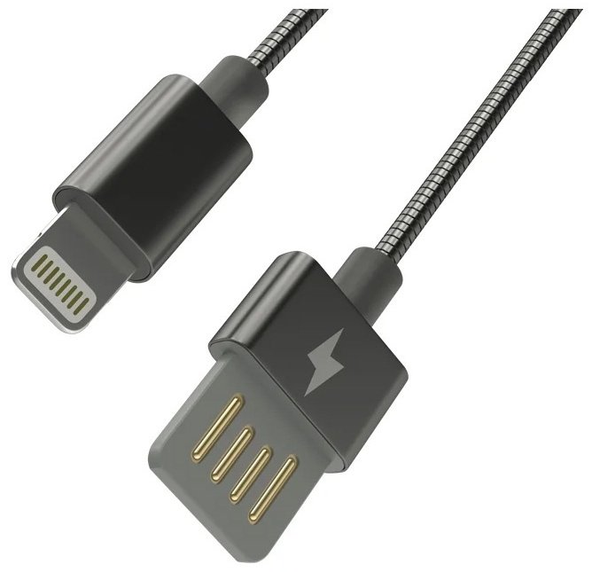 Кабель Ritmix USB 2.0 (M), Lightning (F), 1 м, серый