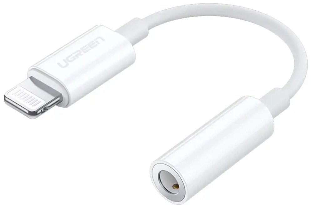 Переходник Ugreen 3.5 мм jack (F), Lightning (M), , белый