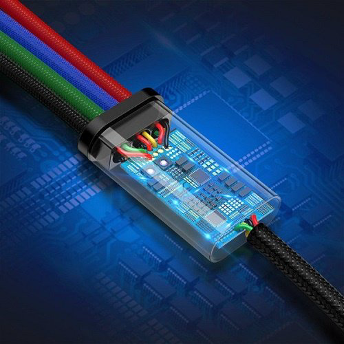 Кабель Baseus USB 2.0 (M), USB TypeC (M), micro-USB 2.0 (M), Lightning (M), 1.2 м, черный купить,NaN